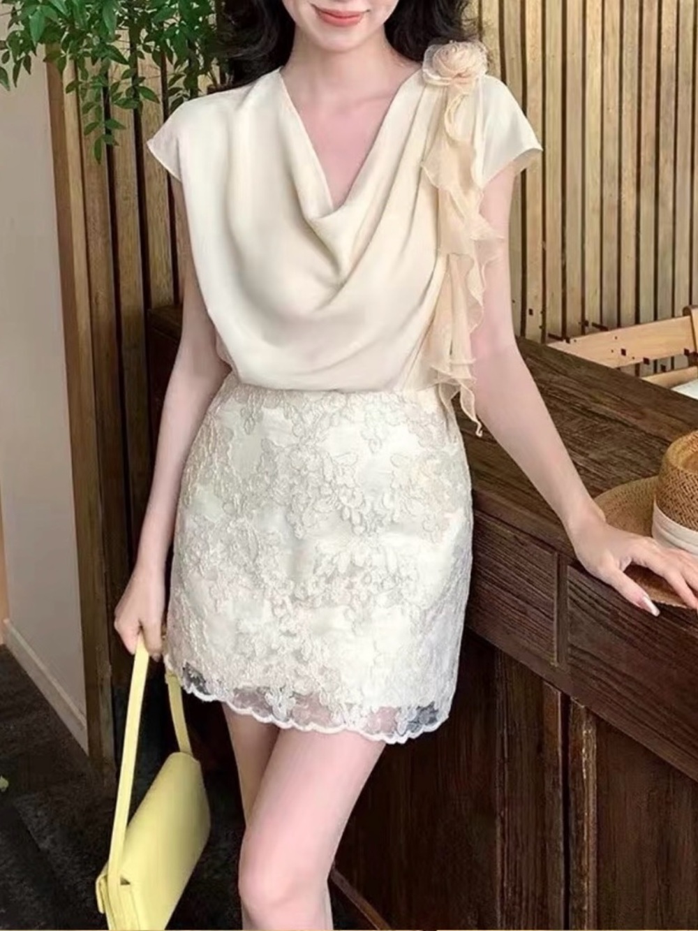 Brand new Elegant Cream Lace A-Line Skirt